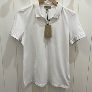 ⭐️Burberry White Collared Polo Style Shirt—BEAUTIFUL!! New With Tags—Size Large